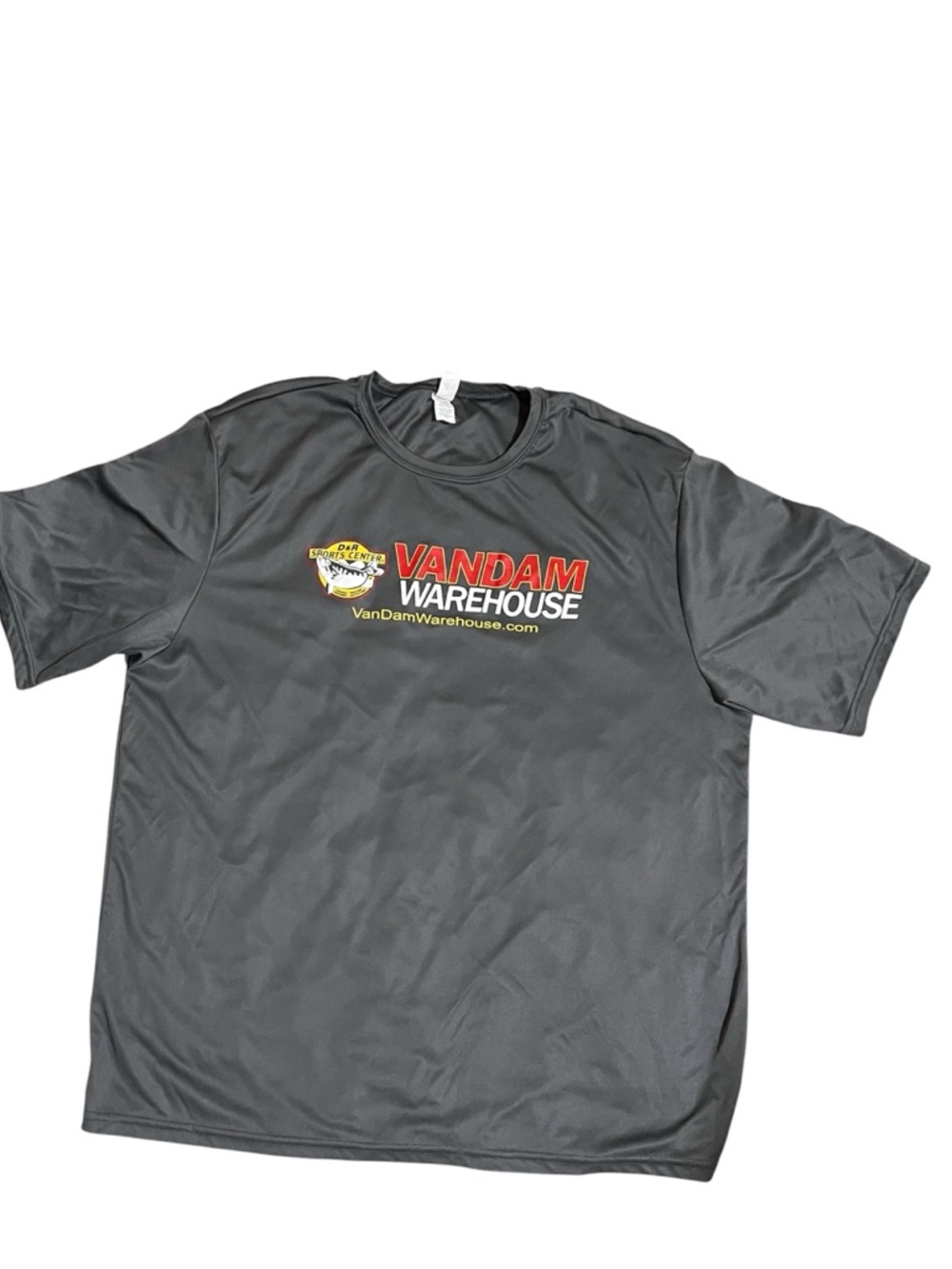 Vintage Vandam Warehouse Gray Short-Sleeve Tee with Red and Yellow Logo